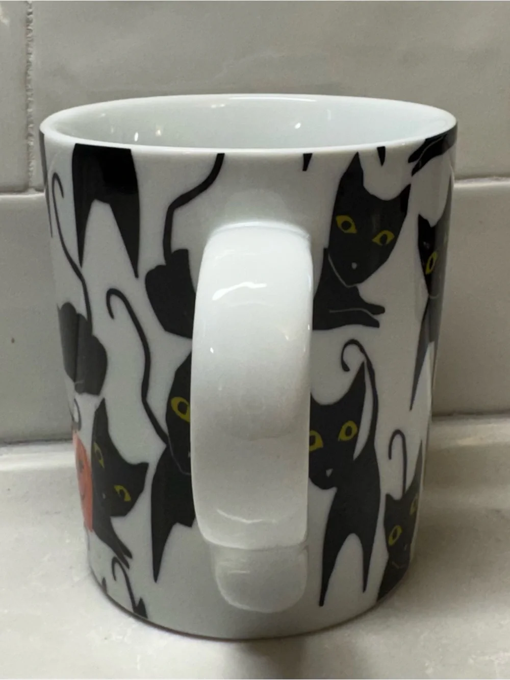 Crate & Barrel Halloween Black Cat and Jack-O'-Lantern Mug